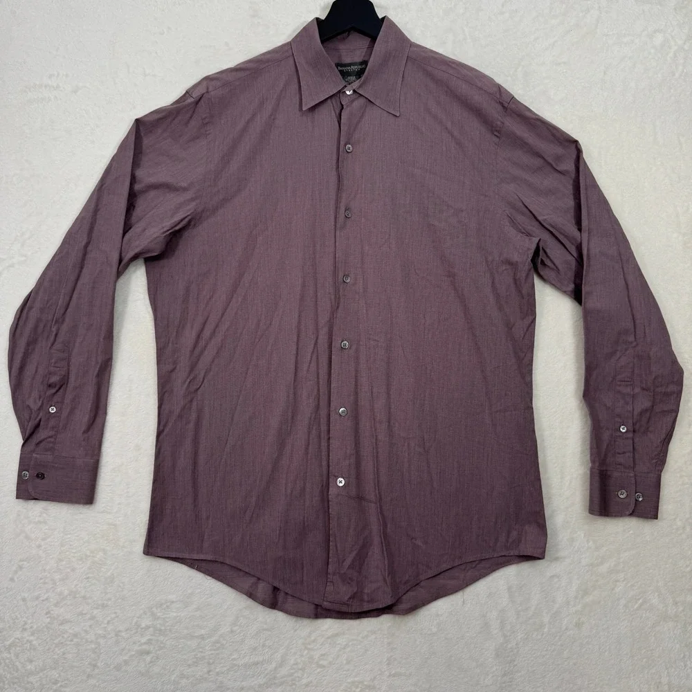 Banana Republic Button Down Mens L Mauve Purple Stretch Textured Long Sleeve